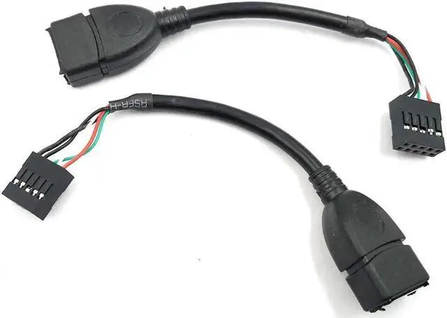 Alt view image 2 of 4 - Duttek (2-Pack) 10CM USB 2.0 Type A Female to Dupont 9 Pin Female Header Motherboard Cable Cord (AF/9Pin 0.1M)