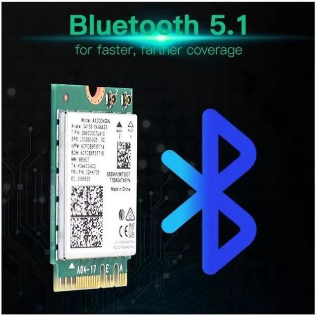 Alt view image 5 of 6 - 3000Mbps WiFi 6 Intel AX200 Bluetooth 5.1 M.2 Key E Card IPEX4 Antennas, Wireless AX200NGW Dual Band 2.4Ghz/5Ghz 802.11ac/ax WiFi Network Adapter, Support Windows 10 Linux For Laptop Desktop PC