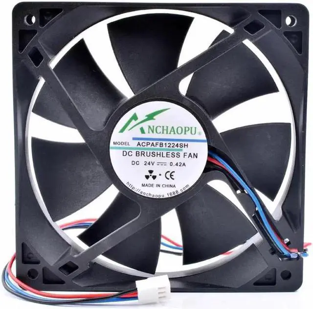 Alt view image 3 of 4 - ANCHAOPU AFB1224SH 12cm 12025 120x120x25mm 24V 0.42A 3 line inverter cooling fan