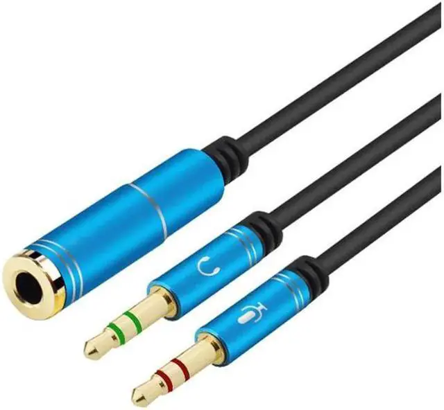 Alt view image 4 of 4 - 3.5mm Headphone Stereo Audio Mic Y Splitter,Dual 3.5 mm Plug (Audio + Microphone) to 4 Pole Comob Jack Aux Adapter for 4 pin 3.5mm Plug Smartphone Earphone