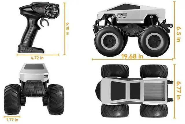 Alt view image 5 of 7 - Water and land remote control car Cyber high-speed shock-absorbing four-wheel drive off-road climbing handle car boy toy with 2 Battery