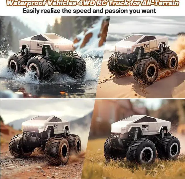 Alt view image 4 of 7 - Water and land remote control car Cyber high-speed shock-absorbing four-wheel drive off-road climbing handle car boy toy with 2 Battery