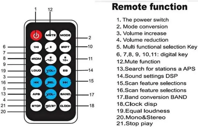 Alt view image 2 of 7 - JSD-20158 12V Bluetooth V2.0 Car Audio Stereo Mp3 Player Radio Car Stereo Audio In-dash Single Din FM Radio Receiver MP3 MMC WMA Radio Player Support USB AUX Input with Remote Control
