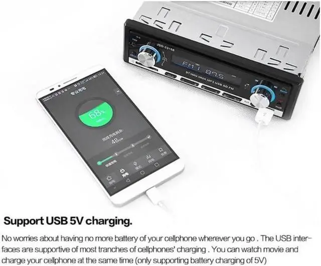 Alt view image 7 of 7 - JSD-20158 12V Bluetooth V2.0 Car Audio Stereo Mp3 Player Radio Car Stereo Audio In-dash Single Din FM Radio Receiver MP3 MMC WMA Radio Player Support USB AUX Input with Remote Control