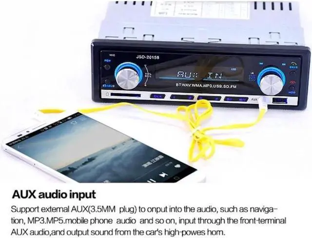 Alt view image 6 of 7 - JSD-20158 12V Bluetooth V2.0 Car Audio Stereo Mp3 Player Radio Car Stereo Audio In-dash Single Din FM Radio Receiver MP3 MMC WMA Radio Player Support USB AUX Input with Remote Control