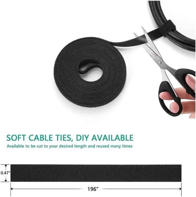 Alt view image 4 of 7 - 173 Pcs Cable Management Organizer Kit, Include 4 Cable Sleeve Split with 47 Self Adhesive Cable Clips Holder, 10 Cable Ties, 10 Adhesive Wall Cable Tie, 100 Fasten Cable Ties, 2 x Roll Cable Ties