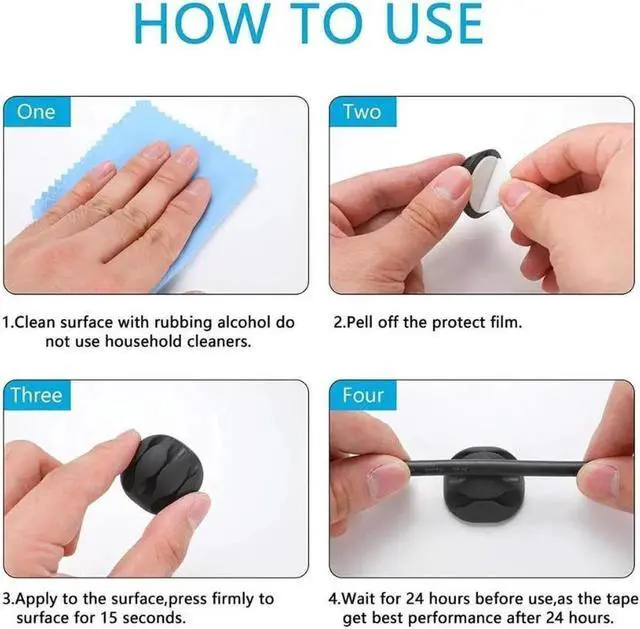 Alt view image 7 of 7 - 173 Pcs Cable Management Organizer Kit, Include 4 Cable Sleeve Split with 47 Self Adhesive Cable Clips Holder, 10 Cable Ties, 10 Adhesive Wall Cable Tie, 100 Fasten Cable Ties, 2 x Roll Cable Ties