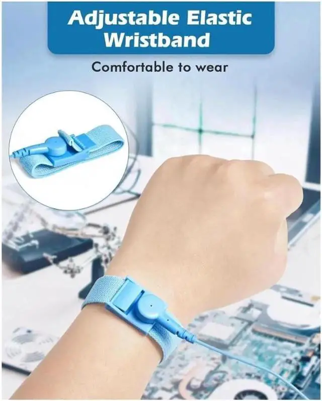 Alt view image 6 of 7 - (3 packs)ESD Anti-Static Wrist Strap Components, 3 packs Wristband Grounding Bracelet, Adjustable Wrist Strap with Grounding Wire, Alligator Clip, Extendable Long Cord