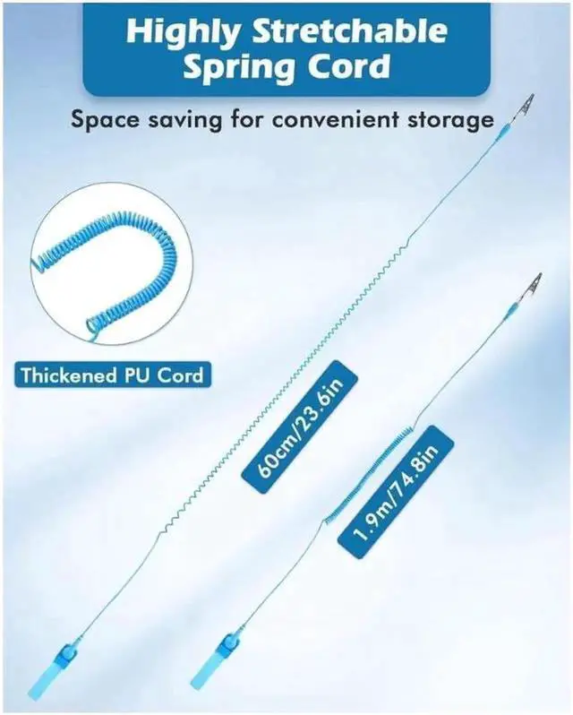 Alt view image 5 of 7 - (3 packs)ESD Anti-Static Wrist Strap Components, 3 packs Wristband Grounding Bracelet, Adjustable Wrist Strap with Grounding Wire, Alligator Clip, Extendable Long Cord