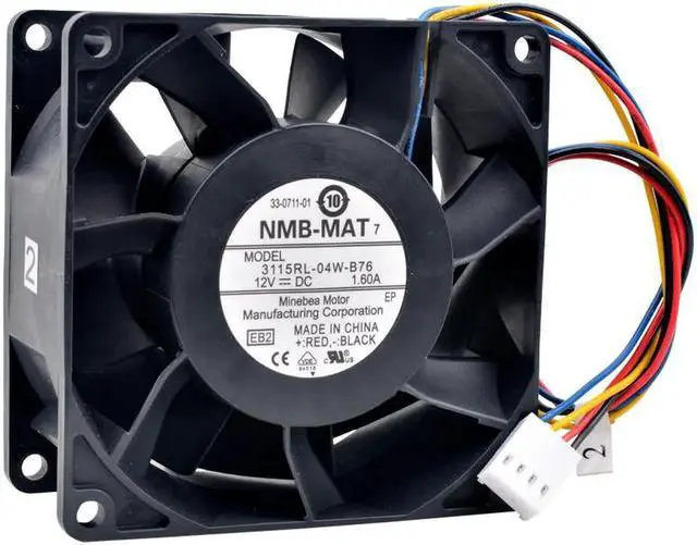Alt view image 5 of 7 - 3115RL-04W-B76 80mm fan 8cm 80x80x38mm DC12V 1.60A 4 lines High speed cooling fan for server case