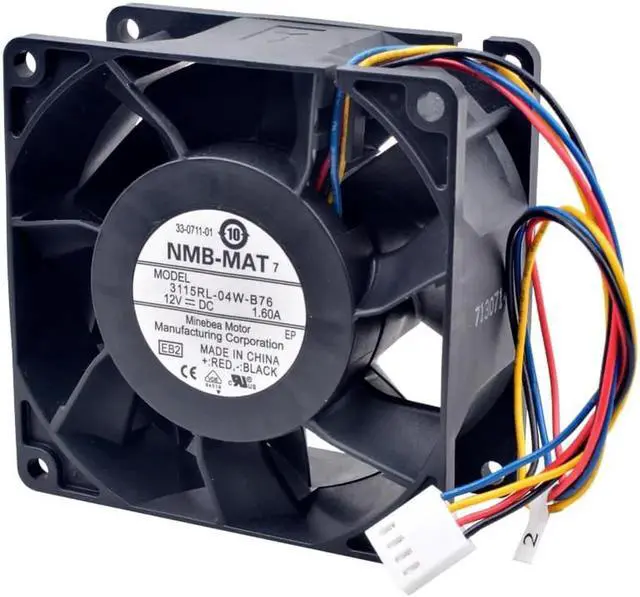Alt view image 4 of 7 - 3115RL-04W-B76 80mm fan 8cm 80x80x38mm DC12V 1.60A 4 lines High speed cooling fan for server case