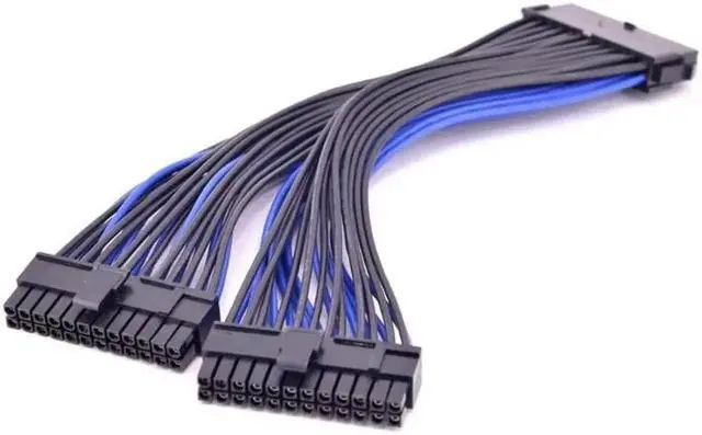 Alt view image 3 of 3 - 24Pin ATX Power Supply Extension Cable 24 Pin 1 to 2 Male to Female Power Port Cable 20+4 Pin Desktop Internal PSU cable