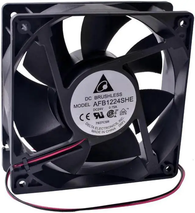 Alt view image 4 of 5 - 120mm fan AFB1224SHE 120x120x38mm 24V 0.75A Double ball bearing large air volume inverter cooling fan