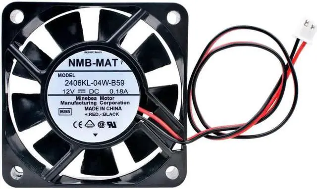 Alt view image 2 of 4 - 2406KL-04W-B59 6cm 60mm fan 60x60x15mm DC12V 0.18A 4500rpm dual ball bearing power supply cooling fan