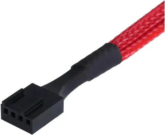 Alt view image 5 of 5 - 2 Pack PWM Fan Splitter Cable 4 Pin Sleeved Braided Y Splitter Computer PC Fan Power Cable 1 to 2 Converter, Extension Cable, Red