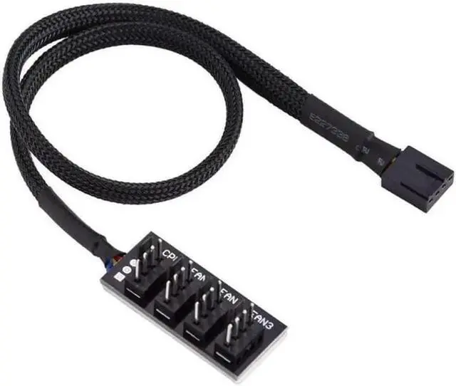 Main image of 4-Pin PWM Power Cable,Black Sleeved 4 Way PWM Splitter hub Computer CPU/Case Fan Power Multi Splitter Connector Cable Adapter