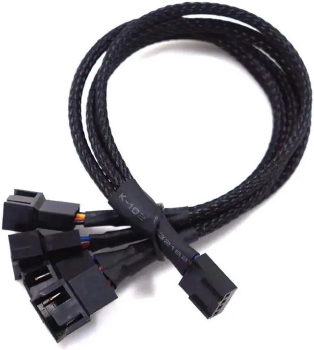 Alt view image 4 of 7 - PWM Fan Splitter Cable Hub 1 to 4 Power Adpater,Motherboard PMW 4-pin Fan Sleeved Braided Y Splitter Internal Power Extension Cable for Computer CPU/Case Fan 1x4 Converter -( 27cm/10.5 inches-2 Pack)