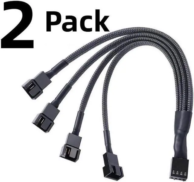 Main image of PWM Fan Splitter Cable Hub 1 to 4 Power Adpater,Motherboard PMW 4-pin Fan Sleeved Braided Y Splitter Internal Power Extension Cable for Computer CPU/Case Fan 1x4 Converter -( 27cm/10.5 inches-2 Pack)