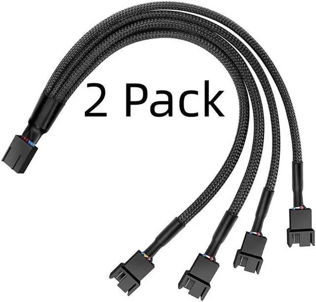 Alt view image 6 of 7 - PWM Fan Splitter Cable Hub 1 to 4 Power Adpater,Motherboard PMW 4-pin Fan Sleeved Braided Y Splitter Internal Power Extension Cable for Computer CPU/Case Fan 1x4 Converter -( 27cm/10.5 inches-2 Pack)