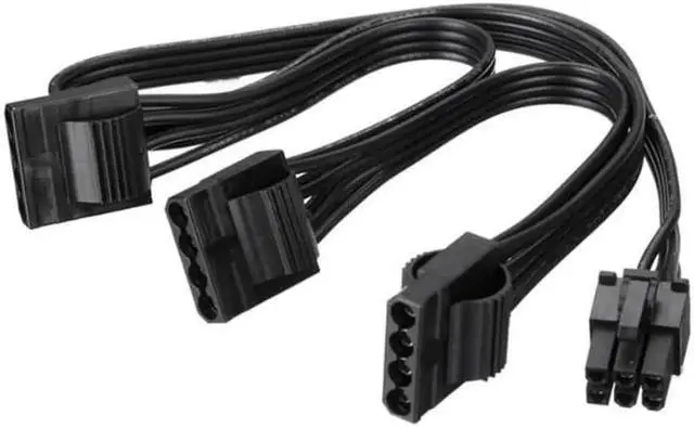 Main image of 6Pin Male 1 to 3 IDE Female Power Supply Splitter Extension Cable for Molex 4Pin Port Multiplier