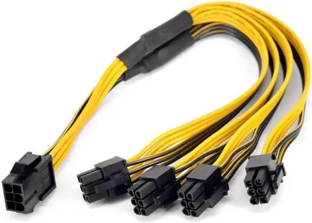 Alt view image 3 of 4 - PCI express GPU 6pin Port Multiplier PCIe Graphics card 6 Pin 1 to 4 ways Power supply Extension Cable Female to Male Y splitter