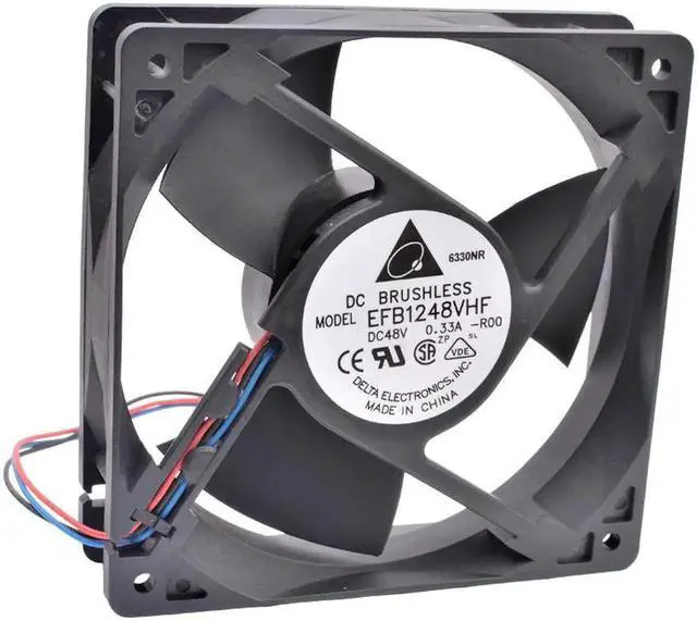 Alt view image 4 of 4 - EFB1248VHF-ROO 12cm 120mm fan 120x120x38mm DC48V 0.33A 3 fan leaves cooling fan for server