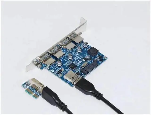 Alt view image 2 of 6 - Mainboard CPU Graphics Card Extention Cables PCI-E 1X to 16X Extender Riser Card SATA 4P Power Cable 4P Adapter Cable