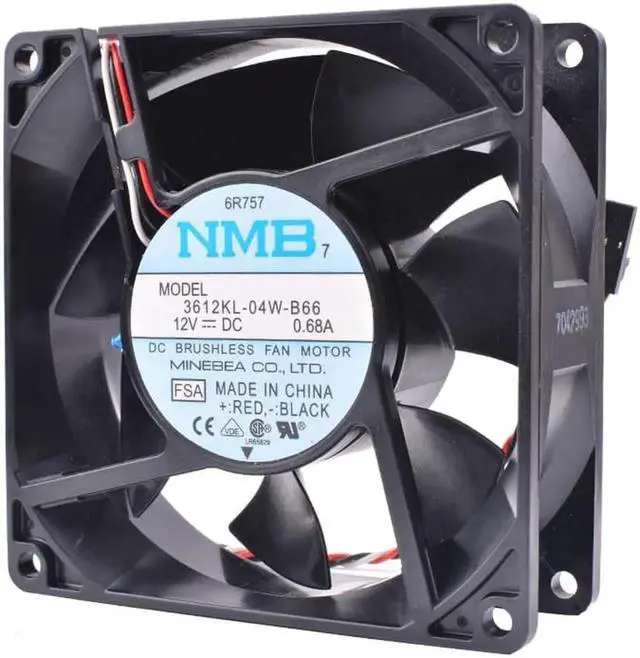 Alt view image 4 of 4 - 3612KL-04W-B66 92mm 9232 92x92x32mm 12V 0.68A Double ball temperature control mute air volume cooling fan