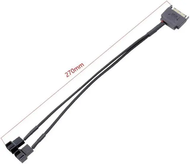 Alt view image 2 of 6 - SATA 15Pin to 3Pin / 4Pin Computer Cooling Fan Splitter Hub Converter Adapter PWM Temperature Power Cable( 27cm/10.5 inches-2 Pack) 2 Port