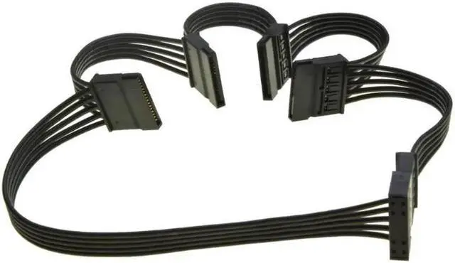 Alt view image 3 of 4 - 15Pin Sata 1 to 5 Ports Power Supply Extension Cable For Hard Drive HDD SSD bay PC Server SATA Port Multiplier