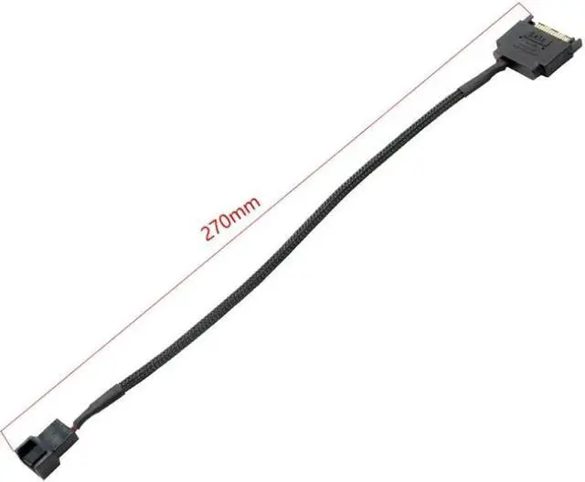 Alt view image 2 of 5 - SATA 15Pin to 3Pin / 4Pin Computer Cooling Fan Splitter Hub Converter Adapter PWM Temperature Power Cable( 27cm/10.5 inches-2 Pack)