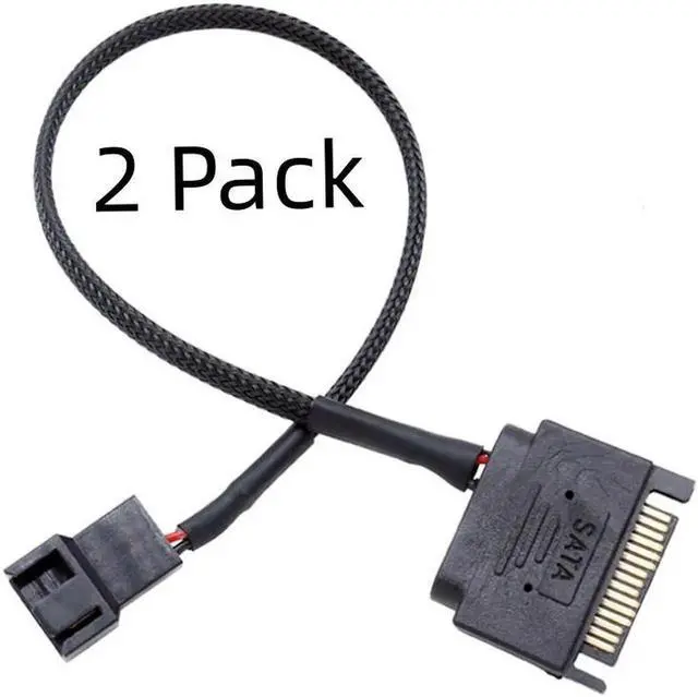 Main image of SATA 15Pin to 3Pin / 4Pin Computer Cooling Fan Splitter Hub Converter Adapter PWM Temperature Power Cable( 27cm/10.5 inches-2 Pack)