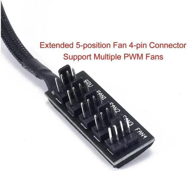 Alt view image 6 of 7 - DAYREE 4-Pin PWM Fan Power Supply Cable 15 Inches 1 to 5 Way PC CPU Cooling Case Fan Splitter Hub Adapter Cable Motherboard Fan Power Extension Cable Cord Wire for 4-pin or 3-pin Cooling Fans