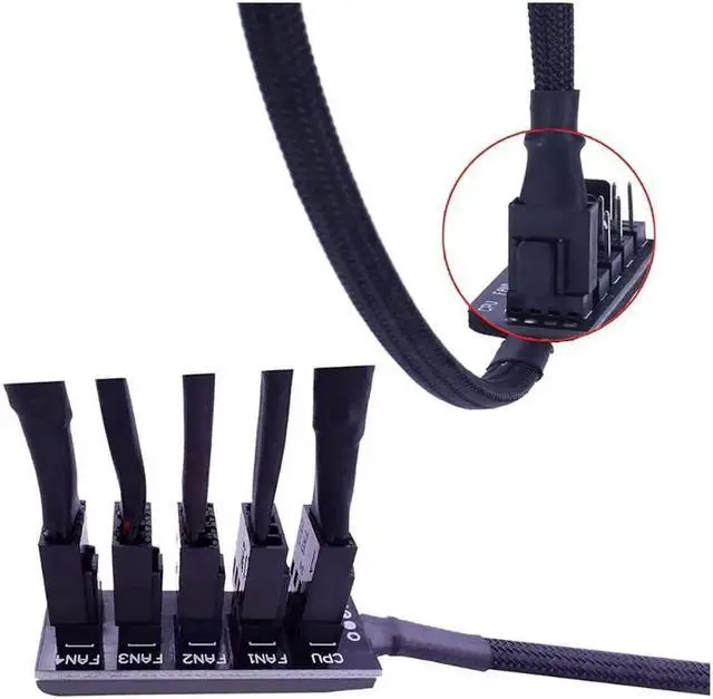 Alt view image 3 of 7 - DAYREE 4-Pin PWM Fan Power Supply Cable 15 Inches 1 to 5 Way PC CPU Cooling Case Fan Splitter Hub Adapter Cable Motherboard Fan Power Extension Cable Cord Wire for 4-pin or 3-pin Cooling Fans