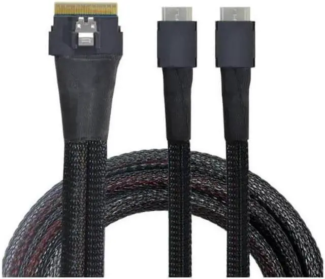 Alt view image 5 of 7 - FVH PCI-E Ultraport Slimline SAS Slim 4.0 SFF-8654 8i 74pin to Dual Oculink SFF-8611 Cable 50cm PCI-Express