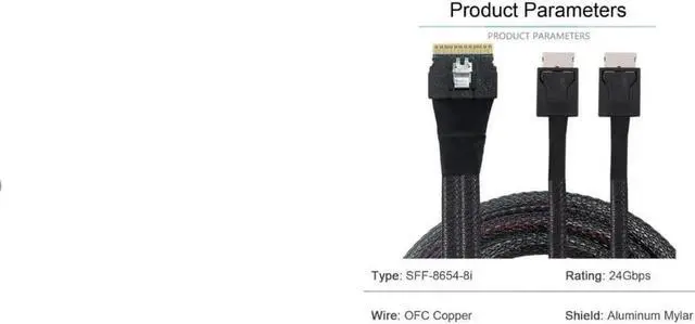 Alt view image 4 of 7 - FVH PCI-E Ultraport Slimline SAS Slim 4.0 SFF-8654 8i 74pin to Dual Oculink SFF-8611 Cable 50cm PCI-Express