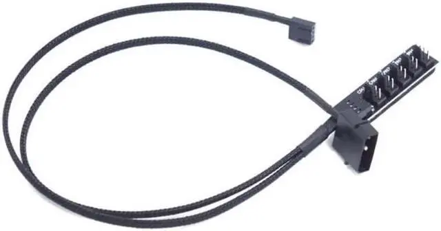 Alt view image 4 of 5 - 1 to 5 Ports 4 pin PWM Fan Hub Splitter - PWM Regulator 12V CPU Cooler / Case / Chasis Cooling Fan Power Cable Adapter Power By PSU Molex 4pin(12V ),40CM Power Cable included