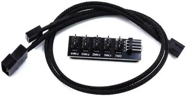 Alt view image 3 of 5 - 1 to 5 Ports 4 pin PWM Fan Hub Splitter - PWM Regulator 12V CPU Cooler / Case / Chasis Cooling Fan Power Cable Adapter Power By PSU Molex 4pin(12V ),40CM Power Cable included