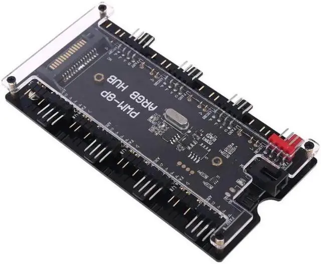 Alt view image 4 of 7 - PWM FAN+ARGB LED 2in1 Hub Wireless Controller 1 To 8 Multi Way Splitter 5V 3PIN Fan Adapter