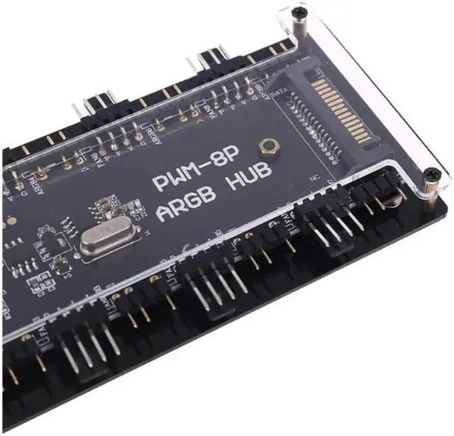 Alt view image 7 of 7 - PWM FAN+ARGB LED 2in1 Hub Wireless Controller 1 To 8 Multi Way Splitter 5V 3PIN Fan Adapter