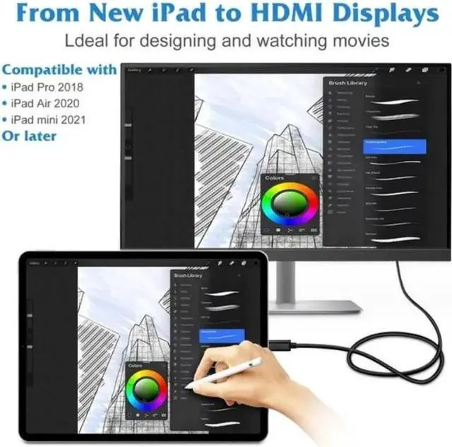 Alt view image 5 of 7 - Type-C to HDMI conversion cable high-definition adapter cable 4K 60HZ Type-C to HDMI mobile phone screen projection(1.8m)