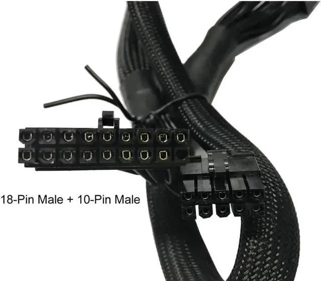 Alt view image 3 of 5 - AYA 24" (24-Inch) ATX 24-Pin to 18-Pin + 10-Pin Extension Modular Power Supply Cable for Coolermaster V850, V700, V1000