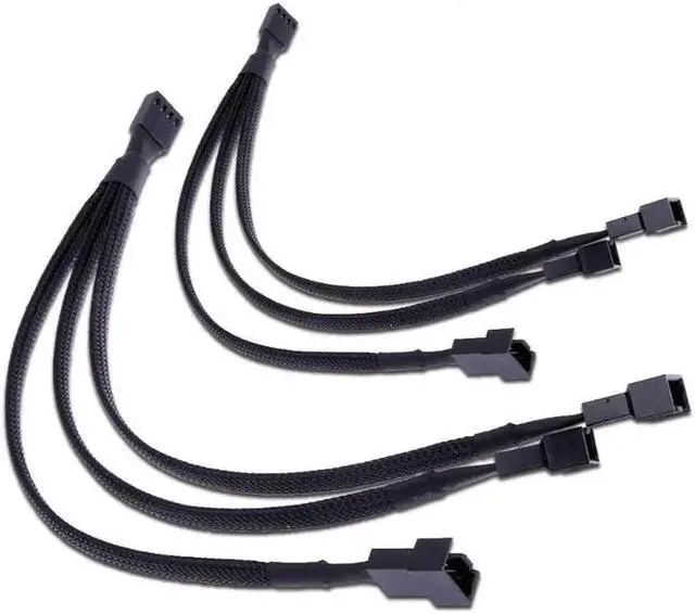 Alt view image 4 of 7 - PWM Fan Splitter Adapter Cable Sleeved Braided Y Splitter Computer PC 4 Pin Fan Extension Power Cable 1 to 3 Converter for Computer ATX Case 4-Pin/3-Pin Cooling Fan Cable(27cm/10.5 inches -2 Pack)