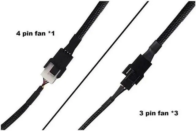 Alt view image 5 of 5 - PWM Fan Splitter Cable 4 Pin Black Sleeved Case Fan Splitter Cable 1 to 4 Converter Braided Y Splitter Computer PC Fan Extension Power Cable 105 Inches 2 Pack