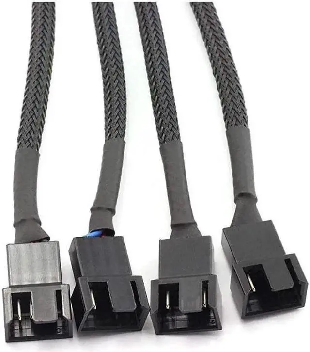 Alt view image 3 of 5 - PWM Fan Splitter Cable 4 Pin Black Sleeved Case Fan Splitter Cable 1 to 4 Converter Braided Y Splitter Computer PC Fan Extension Power Cable 105 Inches 2 Pack