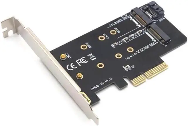 Alt view image 3 of 7 - Weastlinks Dual M.2 PCIe Adapter M2 SSD NVME M Key SATA-based B Key to PCI-e 3.0 x 4 Controller Converter Card Support 2280 2260 2242 2230
