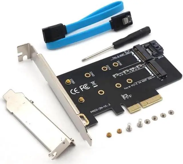 Alt view image 6 of 7 - Weastlinks Dual M.2 PCIe Adapter M2 SSD NVME M Key SATA-based B Key to PCI-e 3.0 x 4 Controller Converter Card Support 2280 2260 2242 2230
