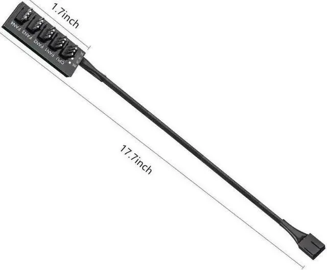 Alt view image 7 of 7 - PWM Fan Hub 2 Pack PC Fan Splitter 5 Way Sleeved Power Supply Cable Adapter Internal Motherboard Fan Power Extension Cable Cord for Computer Cooler Case 4-Pin and 3-Pin Fans 17.7inch