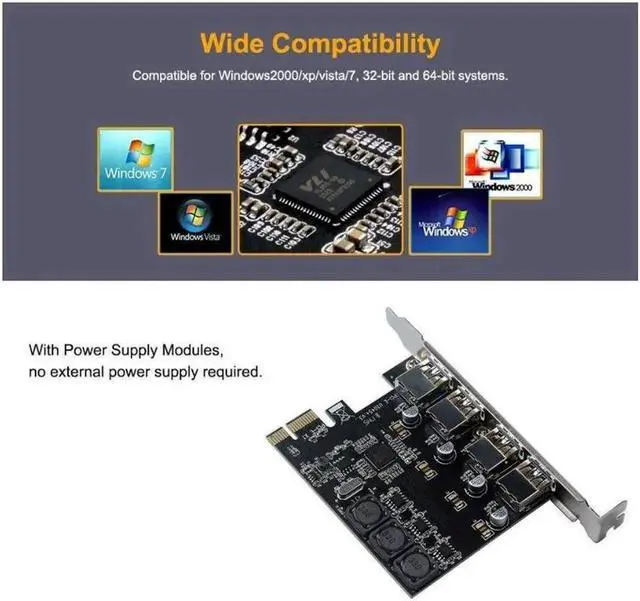 Alt view image 4 of 5 - Four Ports USB 3.0 Super Fast 5Gbps PCI-E Expansion Card PCI Express Adapter Converter Card 6A Power Supply Module For Desktop PC
