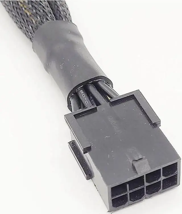 Alt view image 6 of 7 - PCI-E 8p to 2x8p 8P female to dual 6+2 male graphics card power supply line 18AWG braided mesh(30cm)